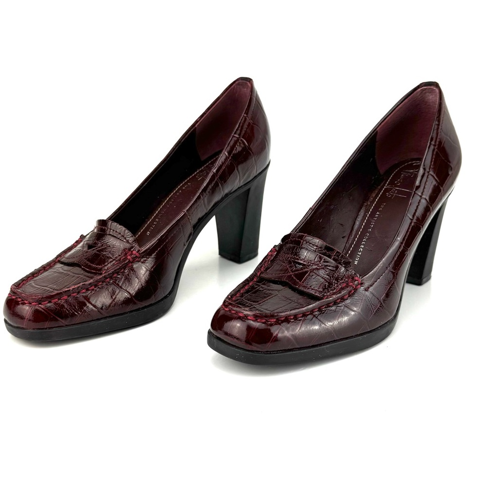 Franko Sarto Women’s Leather Pumps 3”Heels Burgundy Size 5